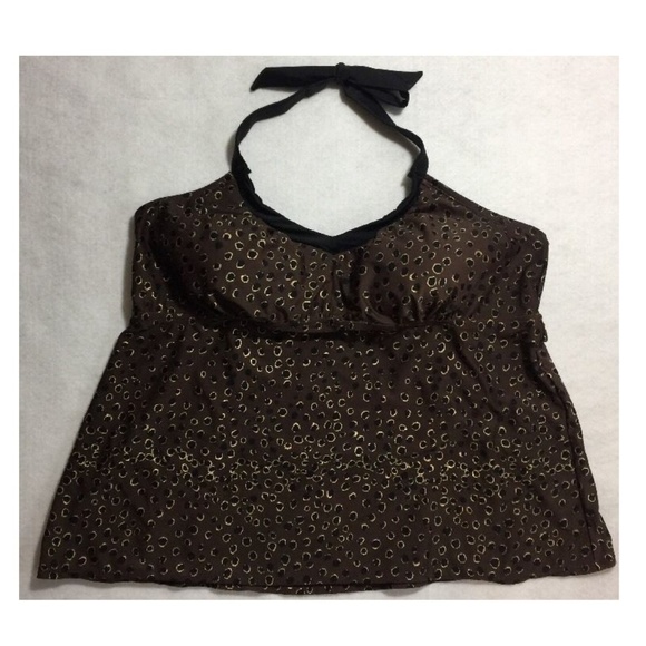 Merona Other - Merona Plus Size 20W Tankini Top Brown Black Polka